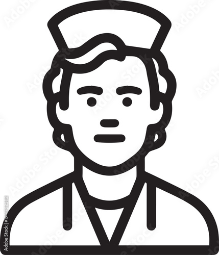 Wallpaper Mural Hand Drawn Man as Nurse Black and White Avatar Illustration in Minimal Line Art Style Design Torontodigital.ca