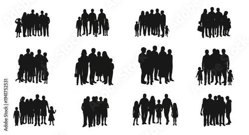 Diverse Crowd Silhouettes - A Collection of Group Dynamics and Social Gatherings.