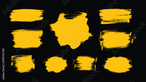 Abstract yellow shapes on black background