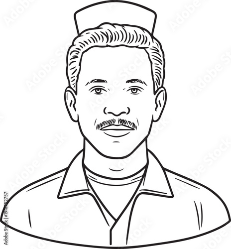 Wallpaper Mural Hand Drawn Man as Nurse Black and White Avatar Illustration in Minimal Line Art Style Design Torontodigital.ca