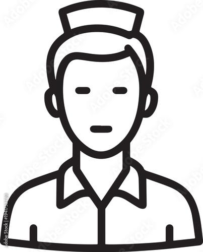 Wallpaper Mural Hand Drawn Man as Nurse Black and White Avatar Illustration in Minimal Line Art Style Design Torontodigital.ca