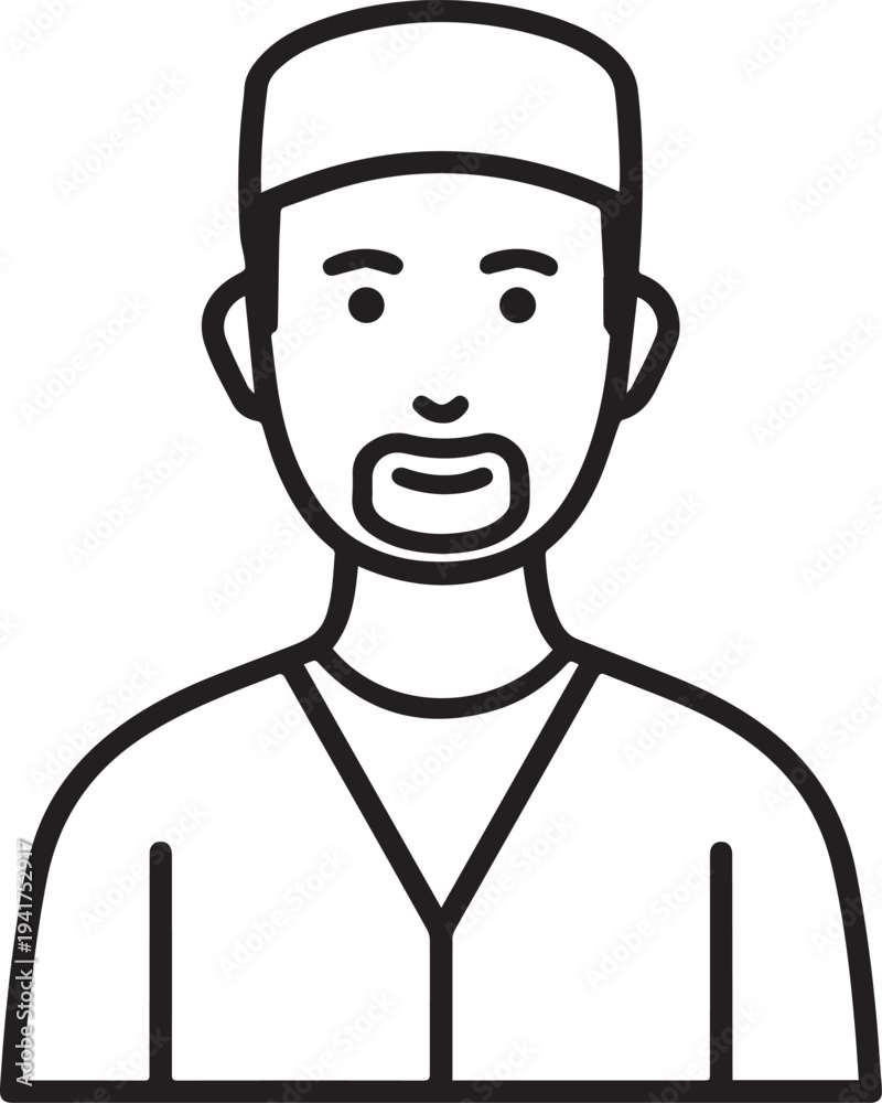 custom made wallpaper toronto digitalHand Drawn Man as Nurse Black and White Avatar Illustration in Minimal Line Art Style Design