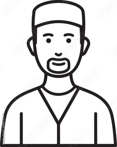 Wallpaper Mural Hand Drawn Man as Nurse Black and White Avatar Illustration in Minimal Line Art Style Design Torontodigital.ca