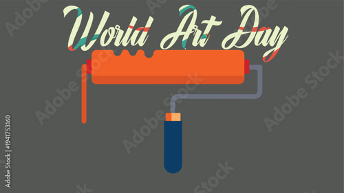 Celebrating World Art Day with a Vibrant Paint Roller Illustration - Artistic Expression and Creativity Concept