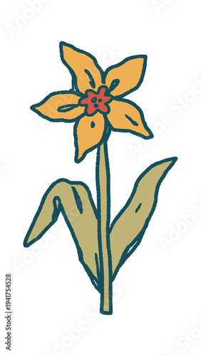 Narcissus garden flower retro element