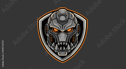 Metallic Predator Head Logo Design Element.