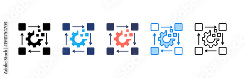 Digital Workflow icon sheet multiple style collection