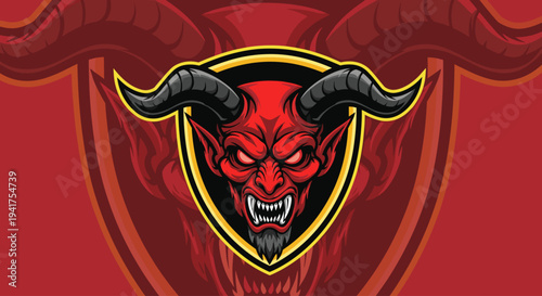 Red Devil Head with Horns Logo.