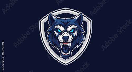 Wolf Head Logo Design with Shield.