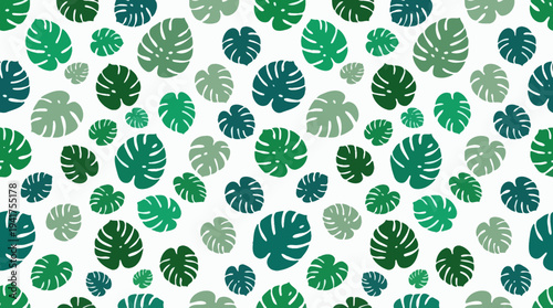 Dense Monstera Leaf Pattern of Green Tropical Foliage for Interior Decor and Nature Inspired Design.