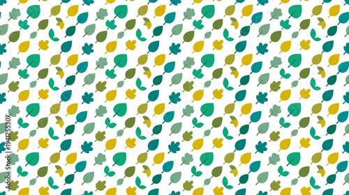 Colorful botanical leaf pattern with seamless repetition for textile and wallpaper backgrounds.