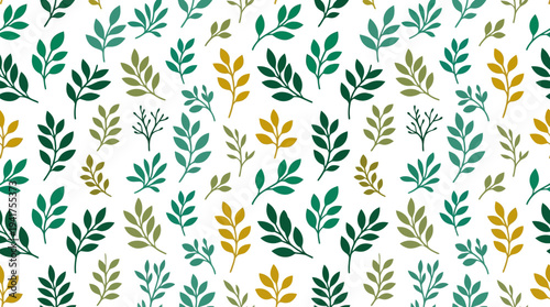 Colorful botanical leaf pattern with teal, green, and yellow foliage for textiles and wallpaper.