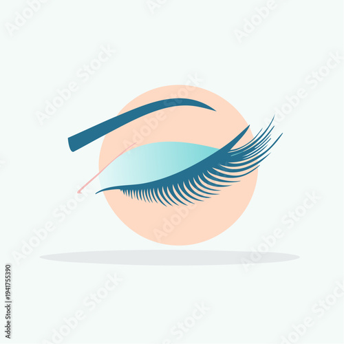 Beautifully closed eye with delicate long eyelashes and defined brow, symbolizing serene beauty and elegant makeup artistry