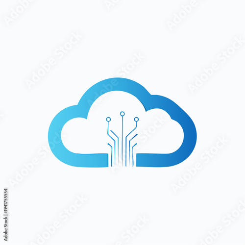 Digital Cloud Technology and Connectivity - Modern Icon of Data Storage and Cloud Computing