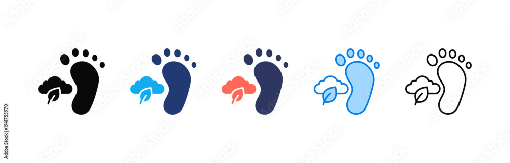 Obraz premium Carbon Footprint icon sheet multiple style collection