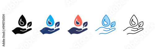 Water Conservation icon sheet multiple style collection