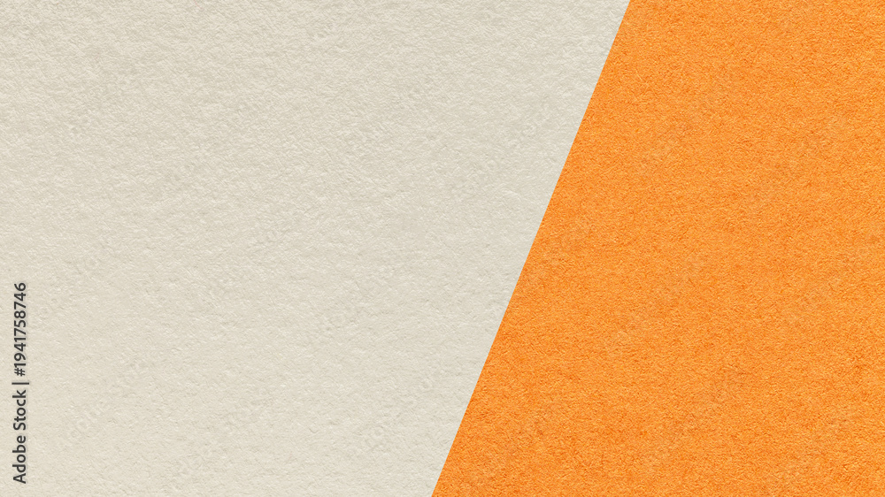 Fototapeta premium Light beige texture background with orange diagonal angled split and copy space for template, banner, presentation
