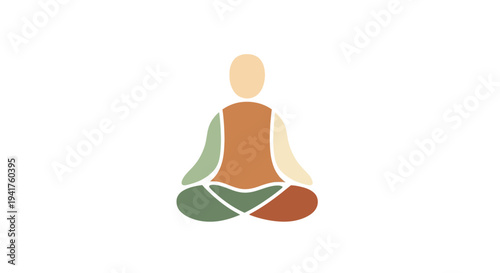 Abstract figure meditating in lotus pose, representing peace and mindfulness.