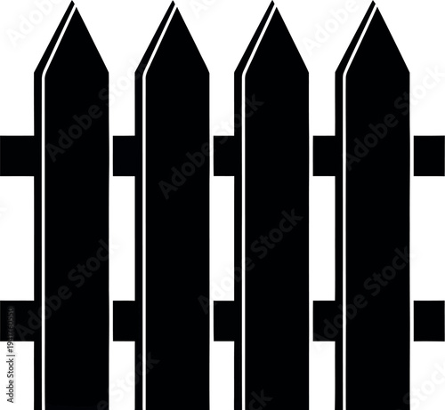 Black picket fence with pointed tops