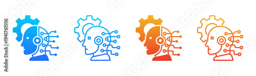 Industrial AI icon sheet multiple style collection