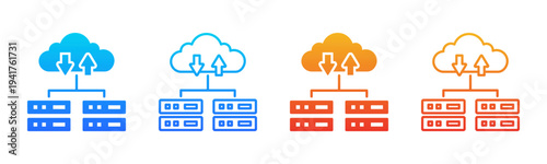 Cloud Computing icon sheet multiple style collection