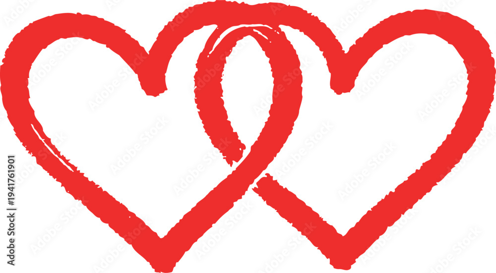 Obraz na plátně Interconnected red hearts on white background