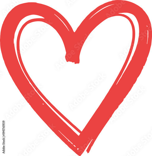 A red heart symbol on a white background