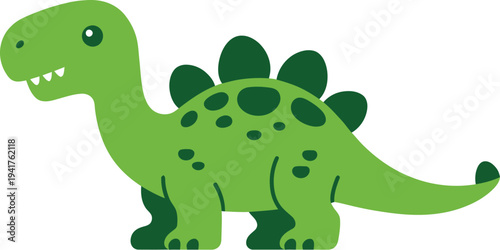 A green dinosaur with spikes, cartoon style, isolated on a neutral background