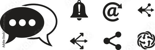 Illustration of set of green business and management icons