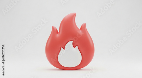Red flame icon with cutout center on transparent background