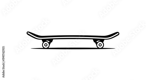 Black and white illustration of a skateboard.