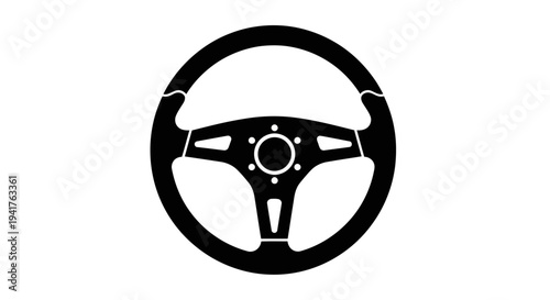 Black racing steering wheel isolated on white background.