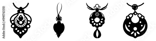 Elegant black and silver beetle jewelry set with gemstones isolated on white background minimalist design