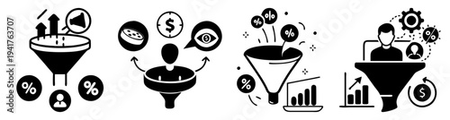 Business growth and financial success concept with rising profits, teamwork, and investment icons in flat design illustration