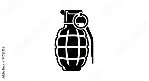 Black silhouette of a hand grenade on a white background.
