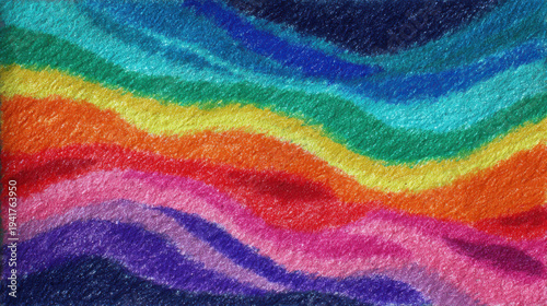Abstract crayon rainbow background playful art style, colorful pastel wave texture cheerful creative pattern