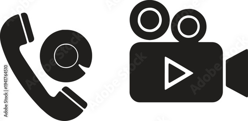 Illustration of set of green business and management icons