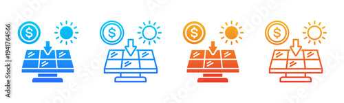Solar Investment icon sheet multiple style collection