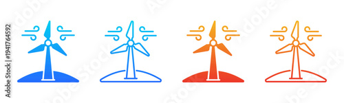 Wind Turbine icon sheet multiple style collection
