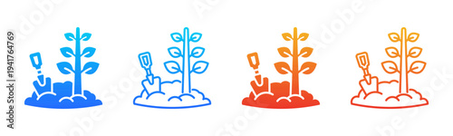 Tree Planting icon sheet multiple style collection