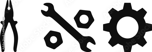 Illustration of set of document and file management glyph icons