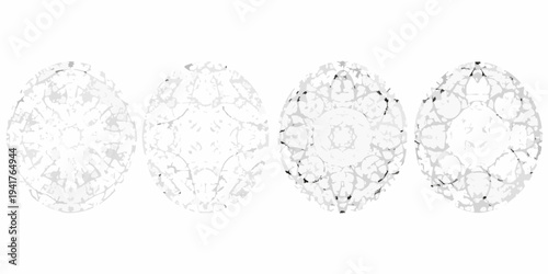 Four oval shapes displaying intricate fractured patterns in grayscale
