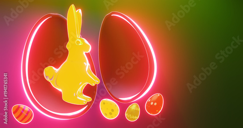 Wallpaper Mural Happy Easter holiday banner. Greeting banner. 3d render. Space for text. Torontodigital.ca