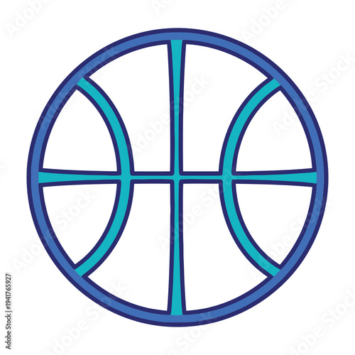 Stylized blue circle divided into sections with turquoise accents on white background