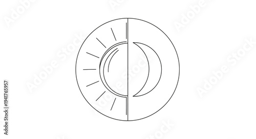 Sun and Moon Icon: Day and Night Cycle Symbol