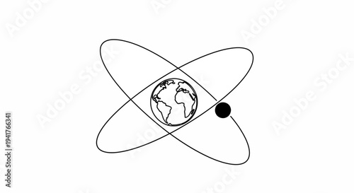 Satellite Orbiting Earth Globe in Space: Abstract Science and Technology Concept