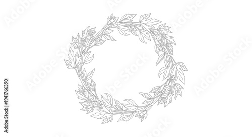 Elegant Laurel Wreath Border Design, Hand Drawn Botanical Frame