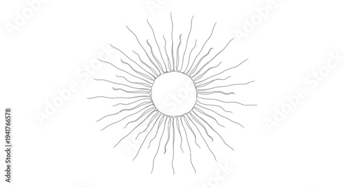 Stylized Sun Rays Bursting Outward - Minimalist Line Art Graphic