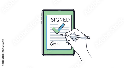 Digital Signature on Tablet - Electronic Contract Approval