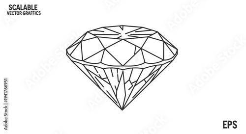 Diamond Outline Vector Graphic - Scalable Gemstone Illustration